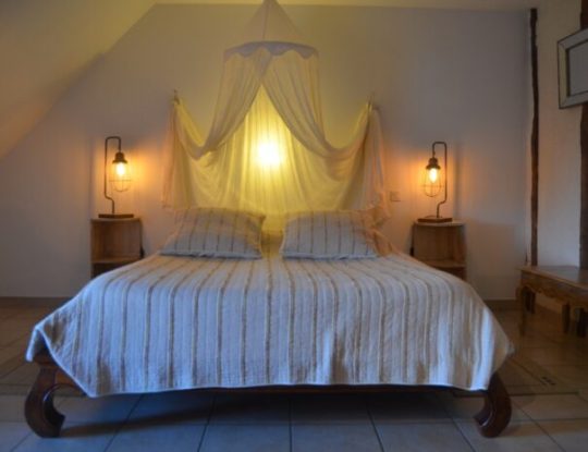 Chambres hôtes Chaumont sur Loire, chambre Bergeronnette, vue lampes allumées