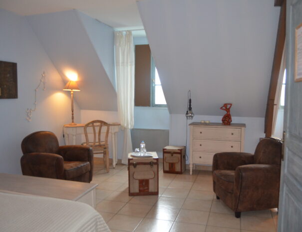 Chambres hôtes Chaumont sur Loire, chambre Martin Pêcheur vue salon