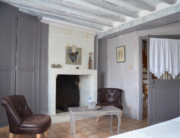 Chambres hôtes Chaumont sur Loire, chambre Verdier vu sur la cheminée